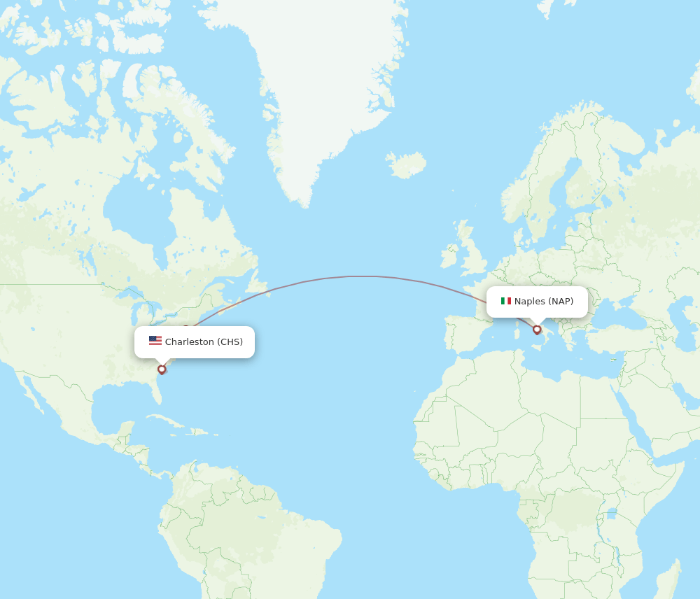 NAP to CHS flights and routes map