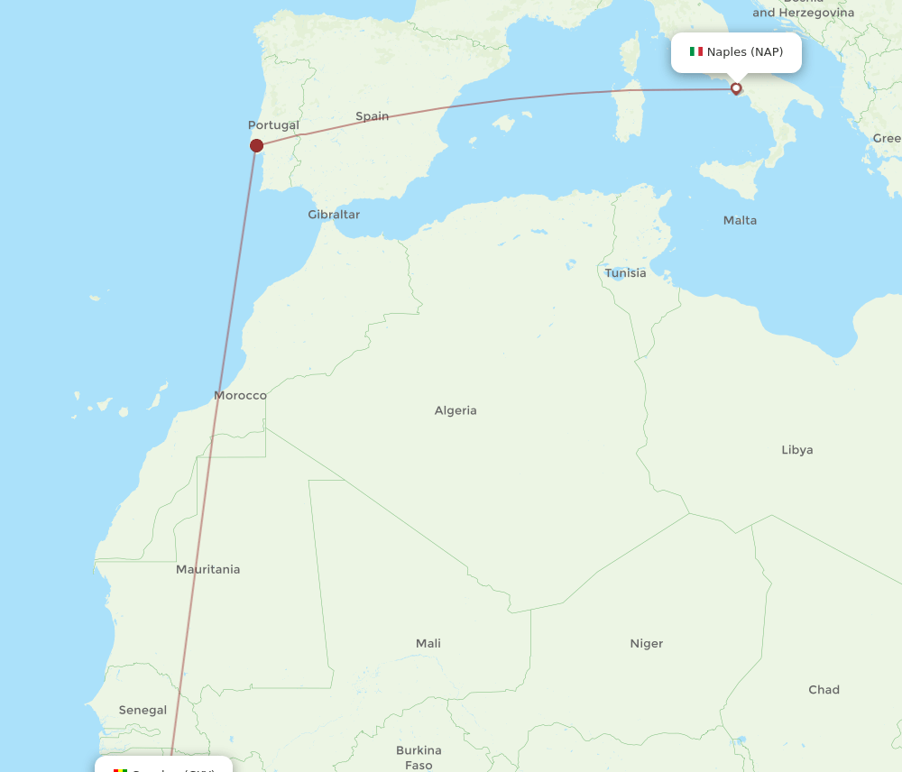 NAP-CKY flight routes