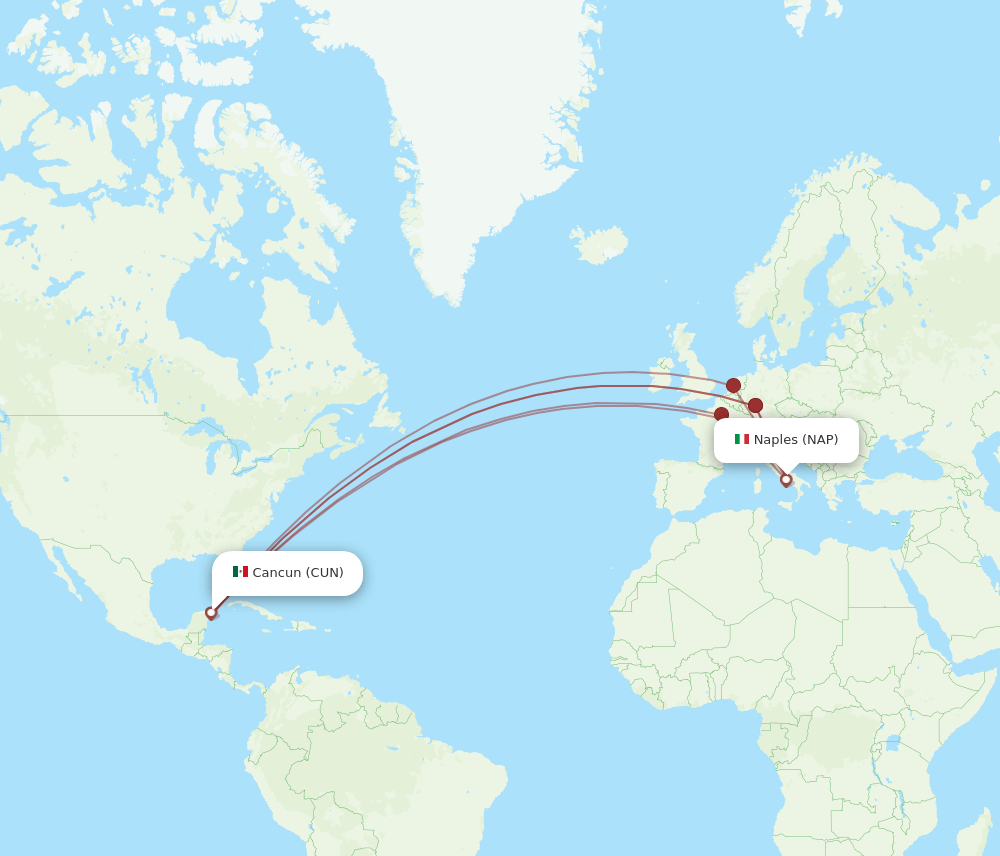 NAP-CUN flight routes