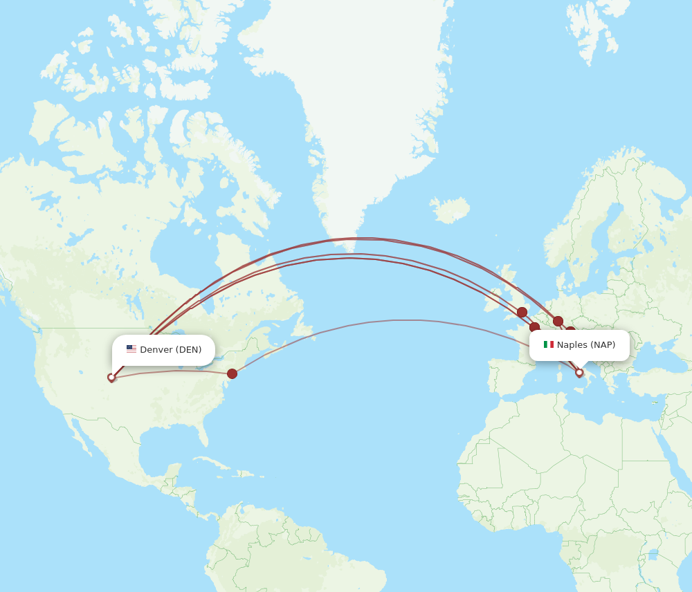 NAP to DEN flights and routes map