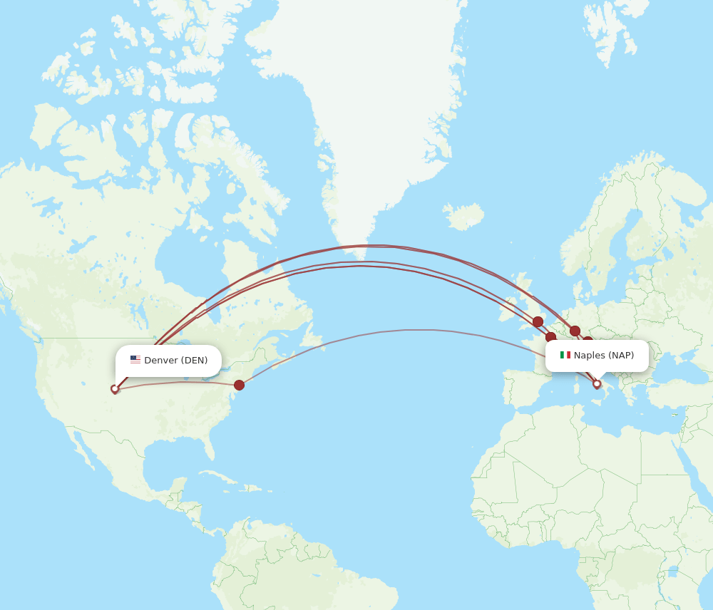 NAP-DEN flight routes