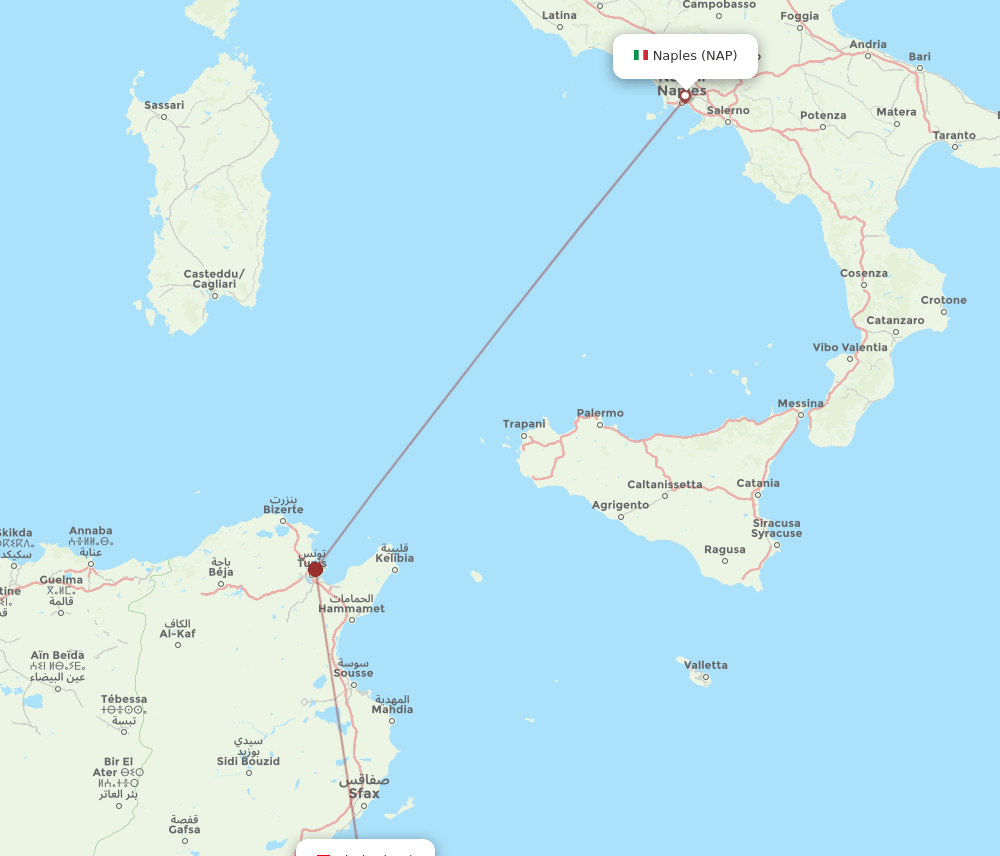 NAP to DJE flights and routes map