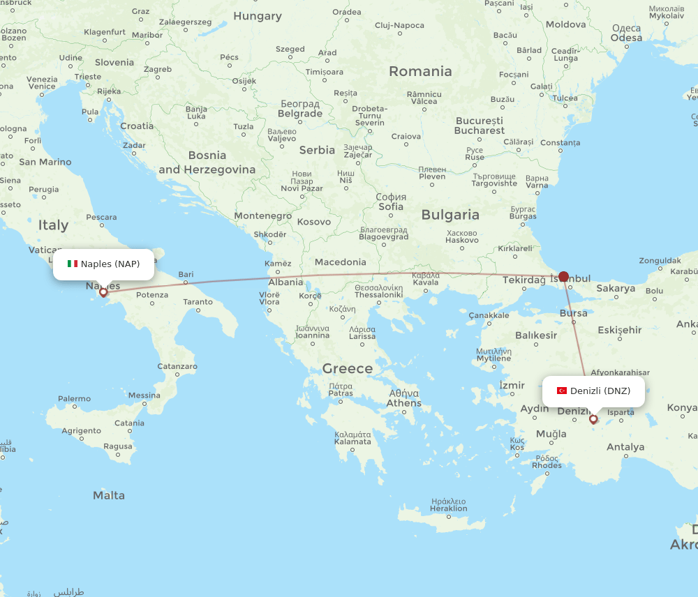 NAP-DNZ flight routes