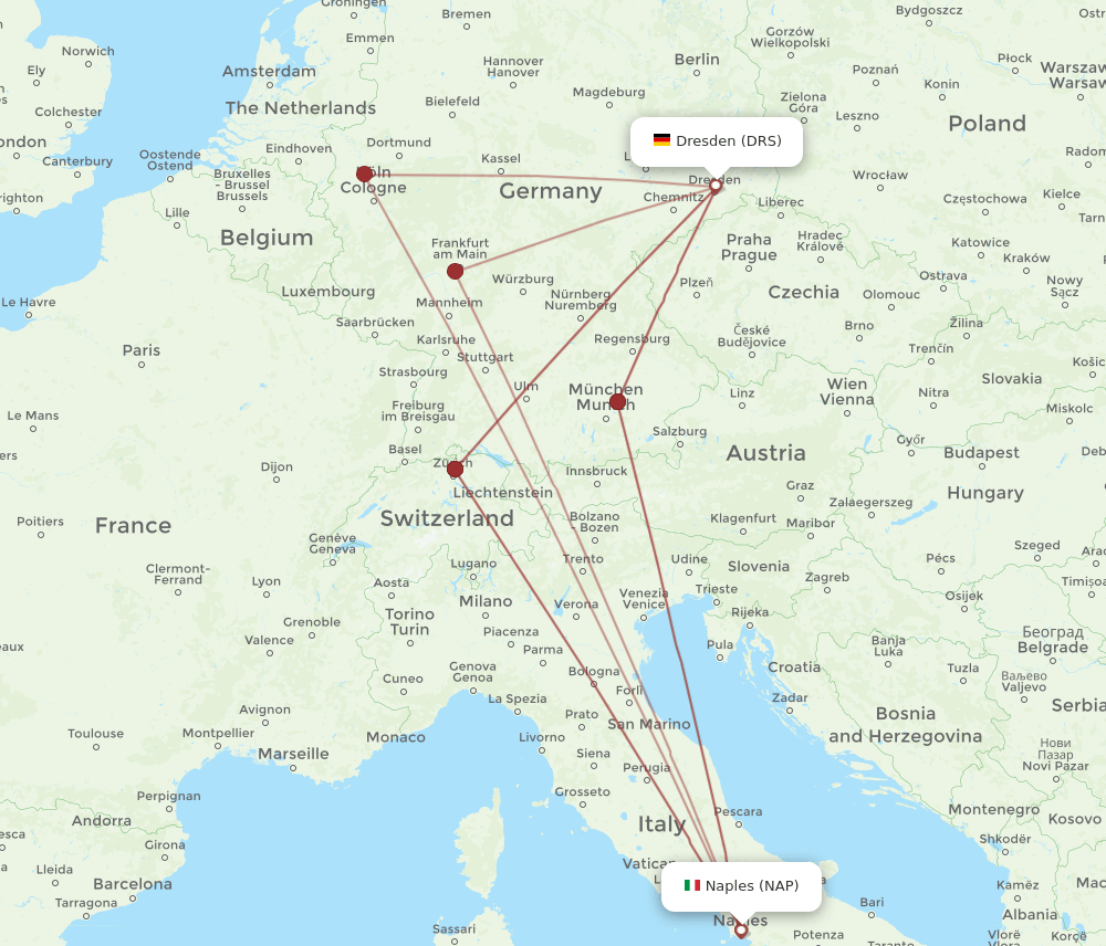 NAP to DRS flights and routes map