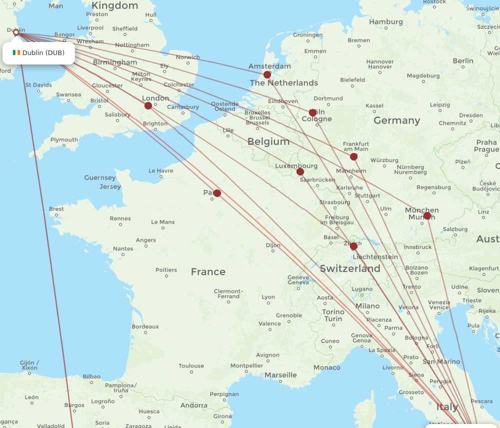 NAP to DUB flights and routes map