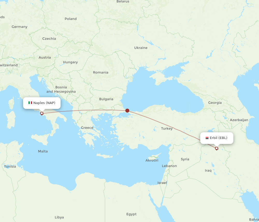 NAP-EBL flight routes