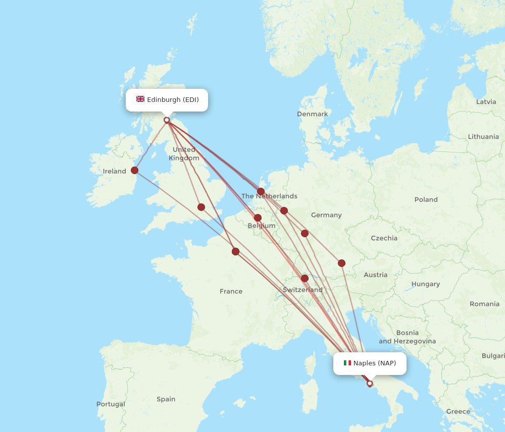 NAP to EDI flights and routes map