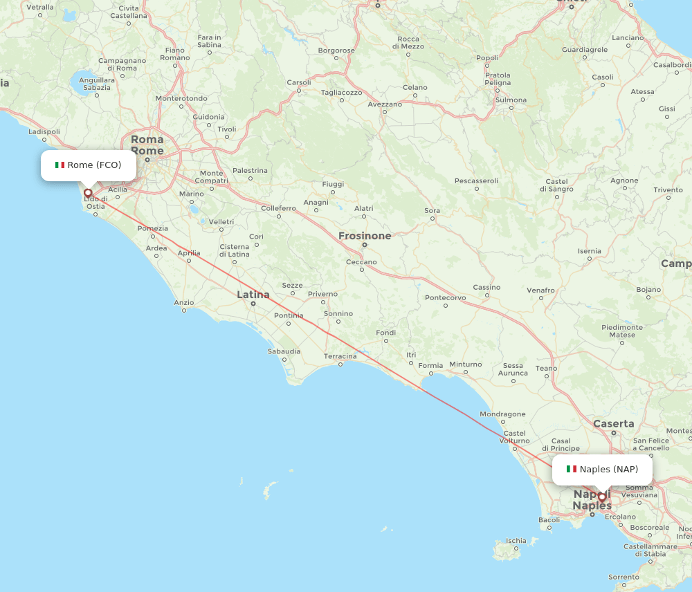 NAP to FCO flights and routes map
