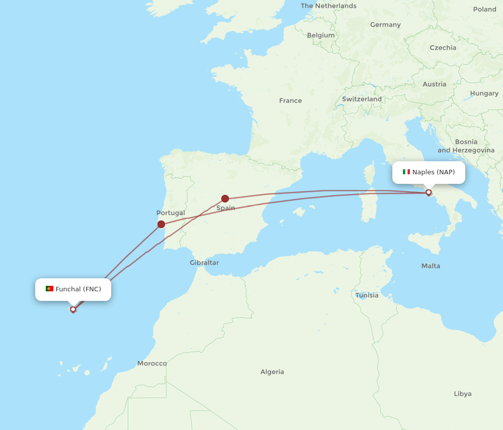 NAP-FNC flight routes