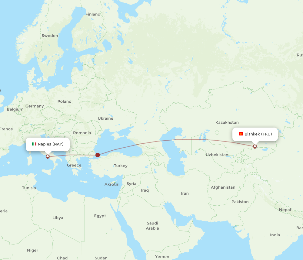 NAP to FRU flights and routes map