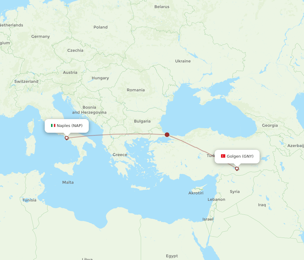NAP-GNY flight routes