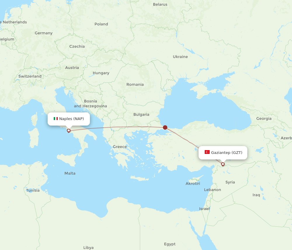 NAP-GZT flight routes