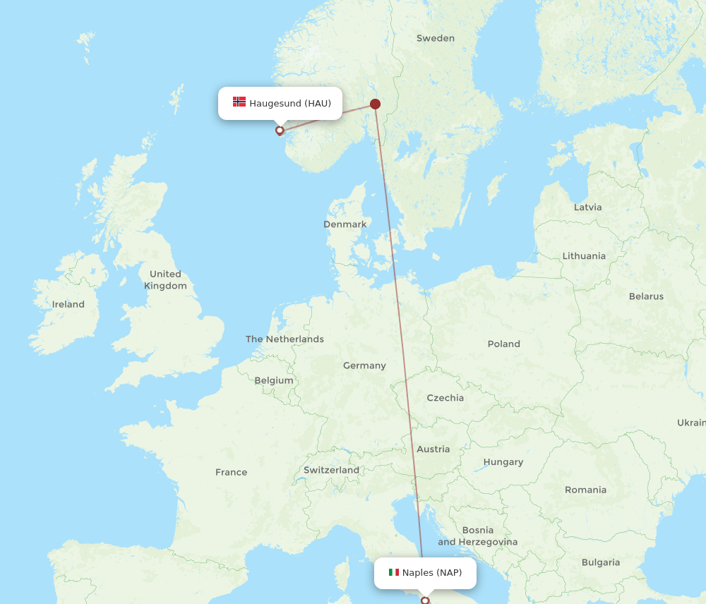 NAP-HAU flight routes