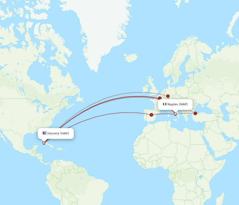 NAP to HAV flights and routes map