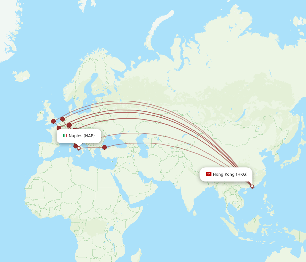 NAP to HKG flights and routes map