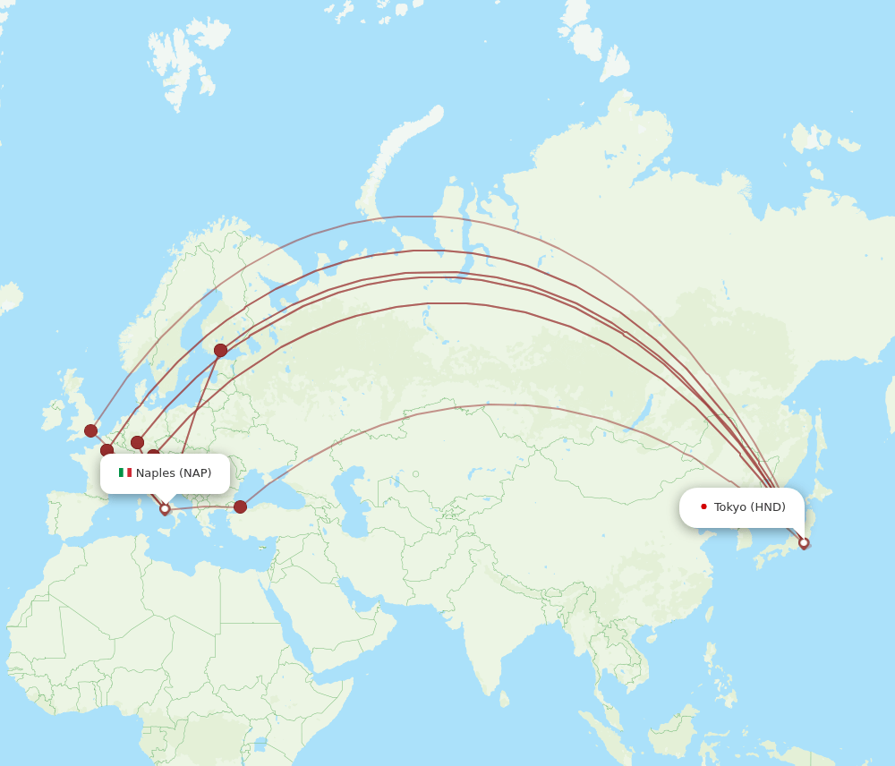 NAP-HND flight routes