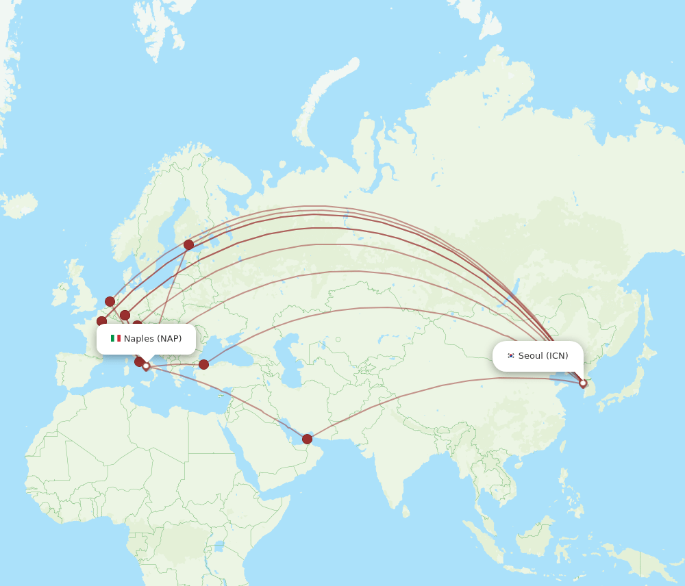 NAP-ICN flight routes