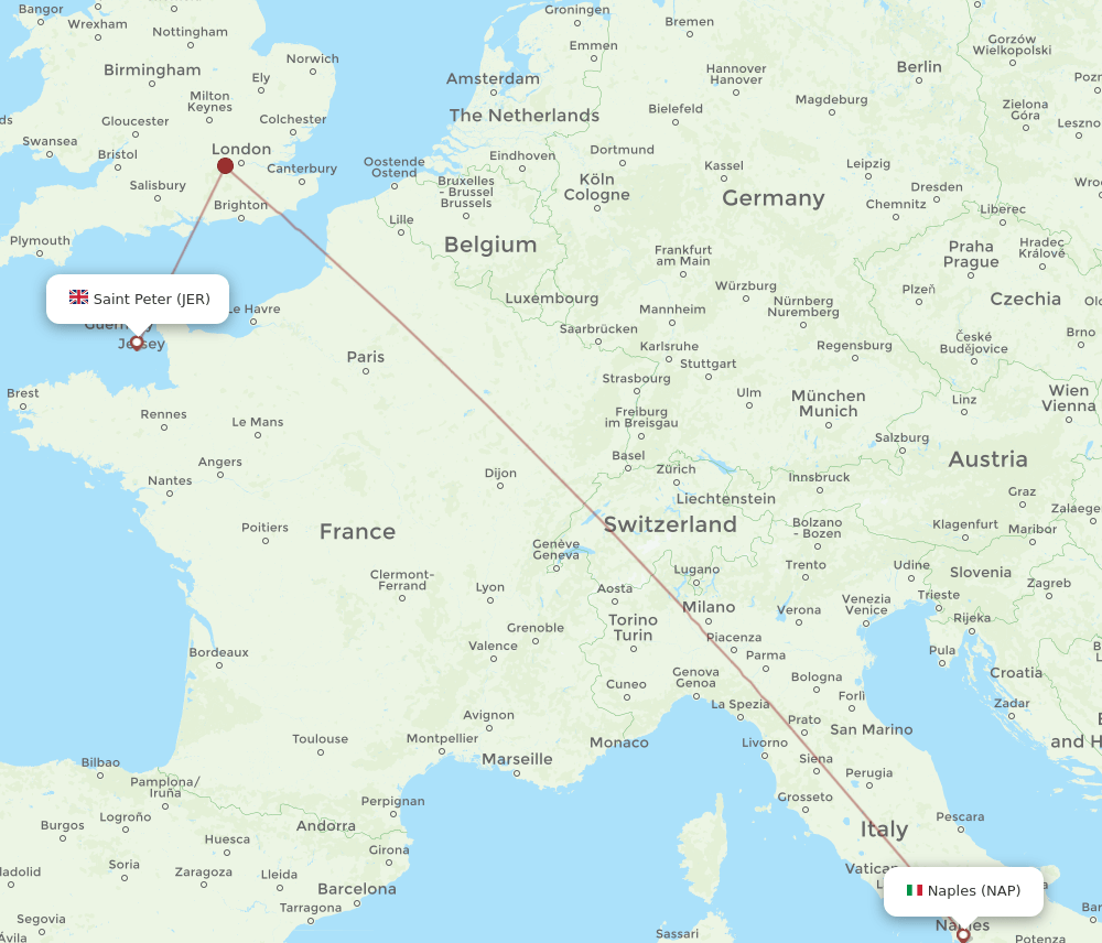 NAP-JER flight routes