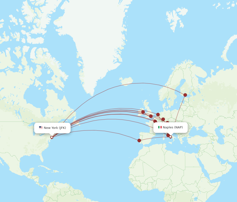 NAP-JFK flight routes