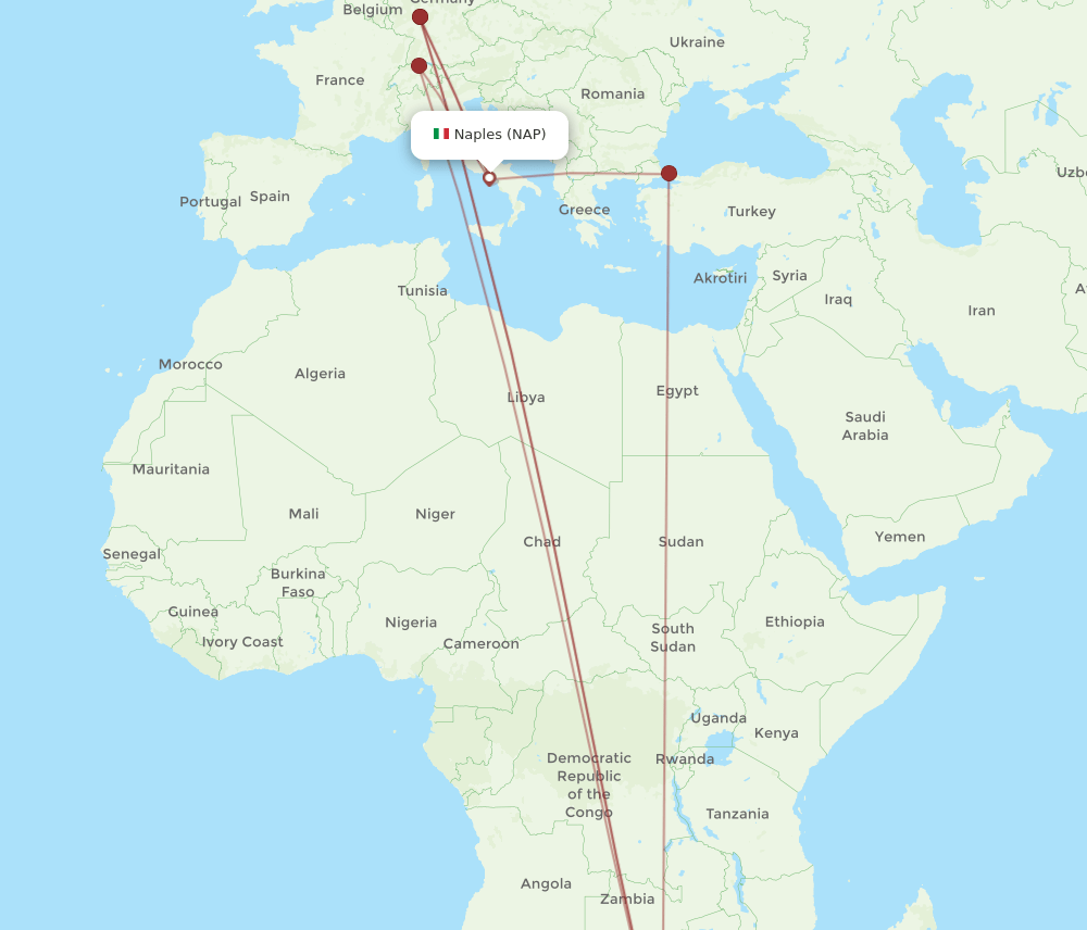 NAP-JNB flight routes