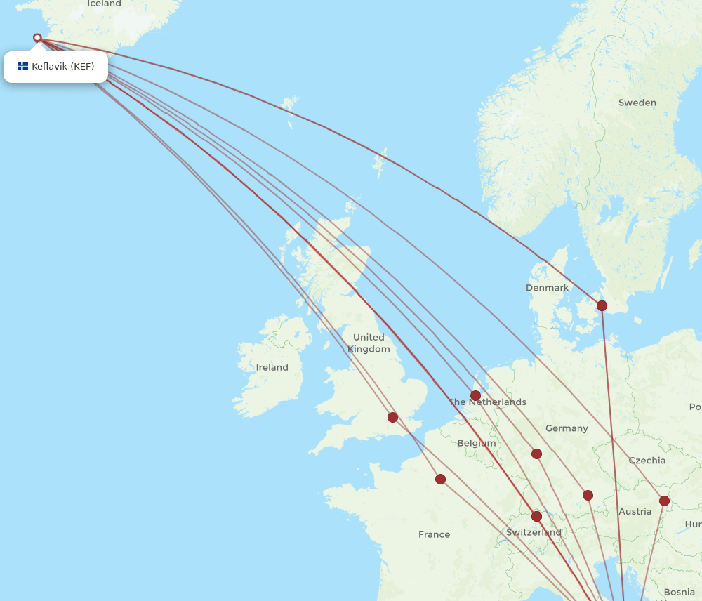 NAP-KEF flight routes