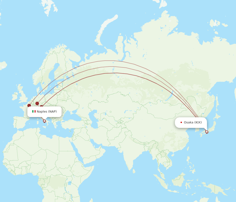 NAP-KIX flight routes