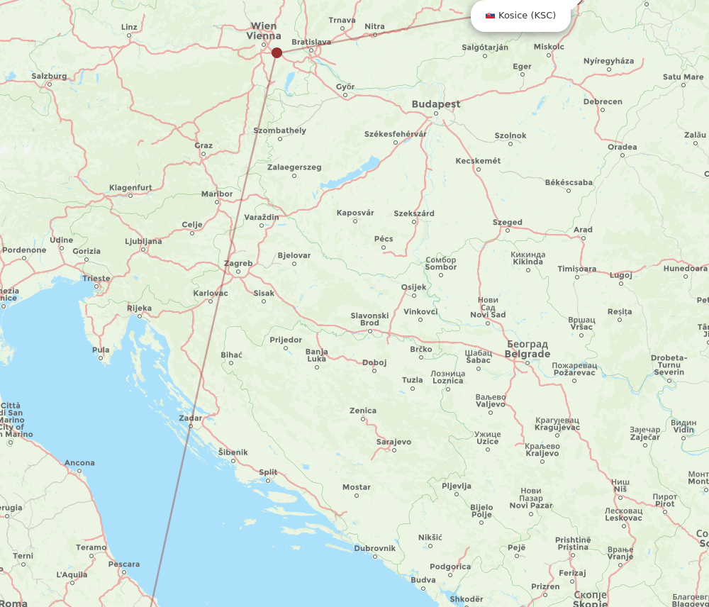 NAP-KSC flight routes
