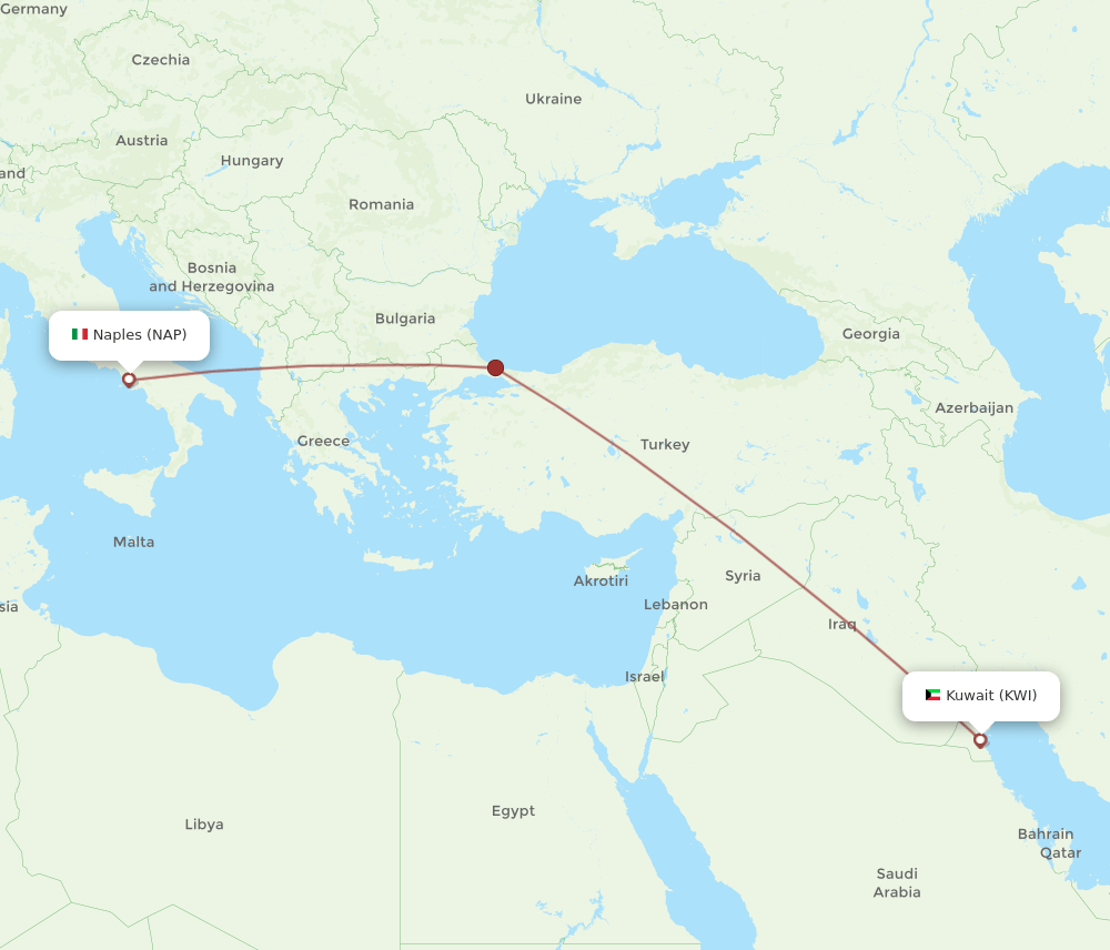 NAP-KWI flight routes