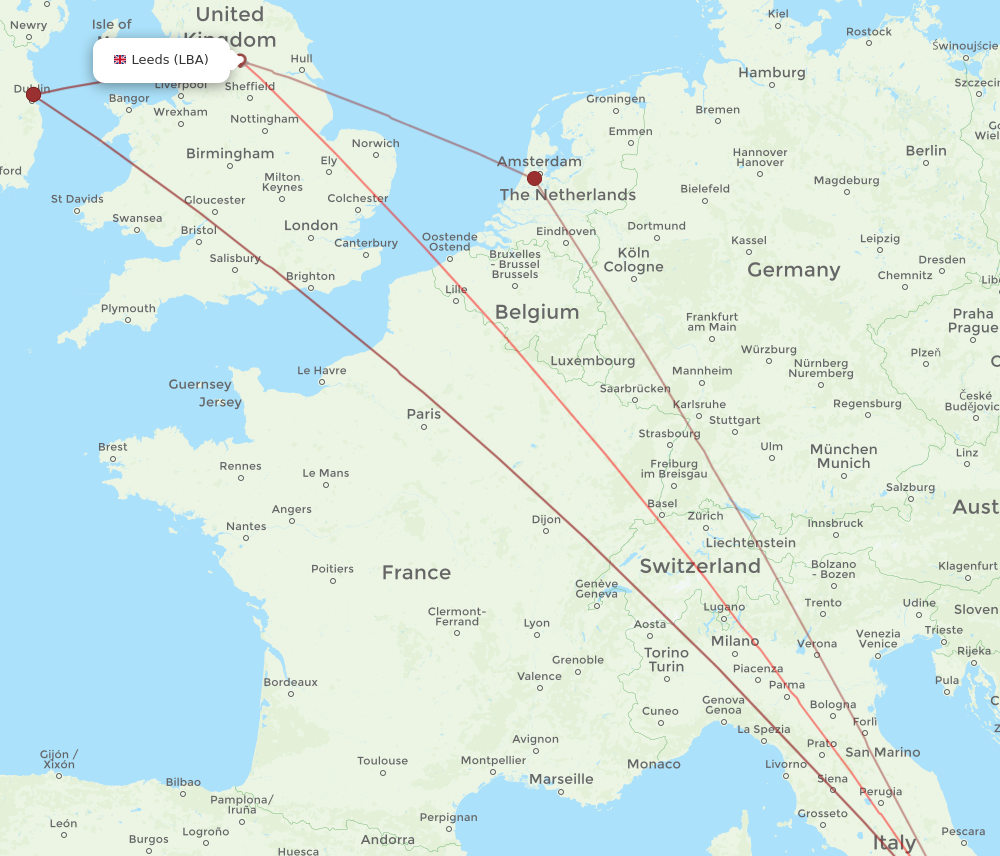 NAP to LBA flights and routes map