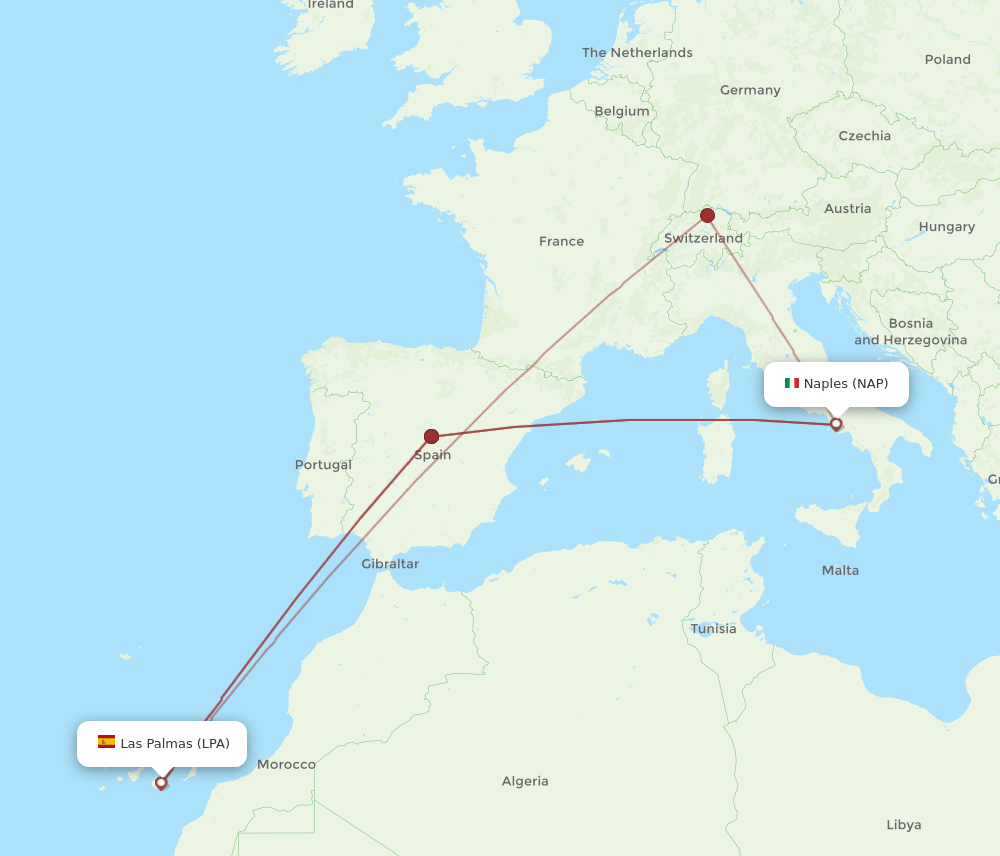 NAP to LPA flights and routes map