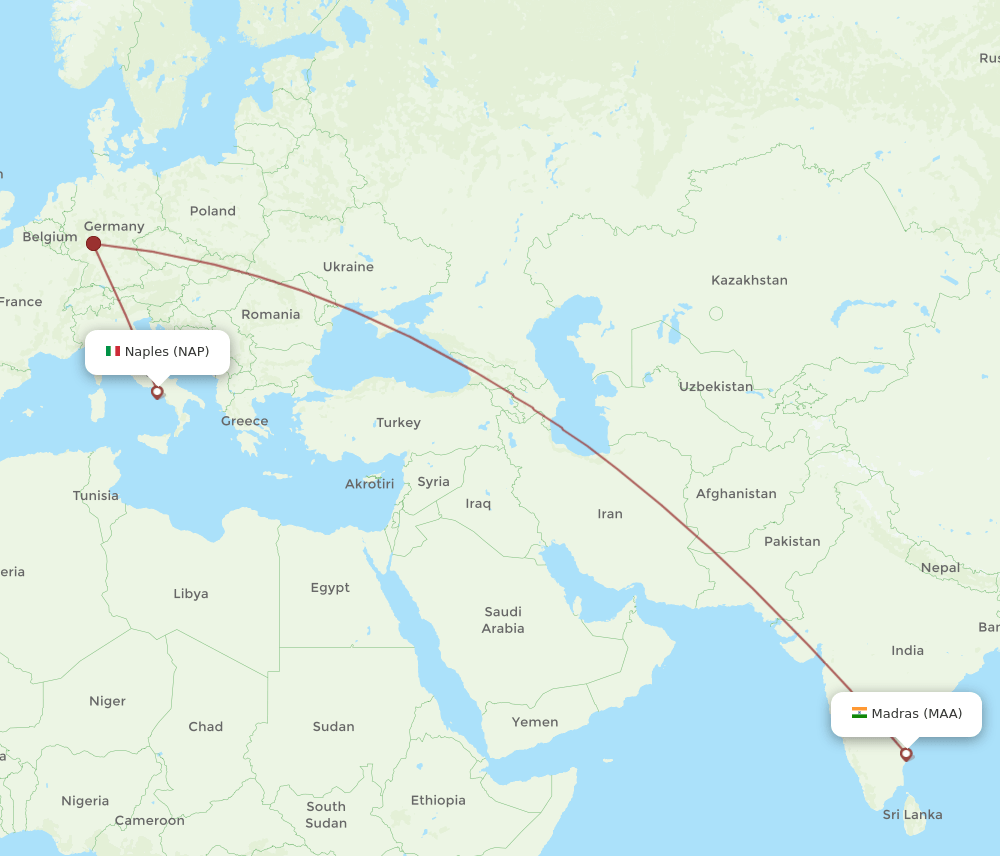 NAP-MAA flight routes