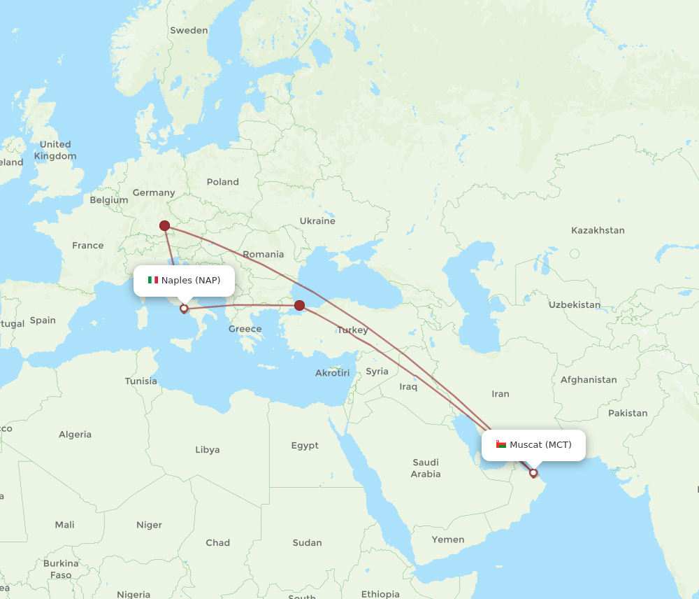 NAP-MCT flight routes