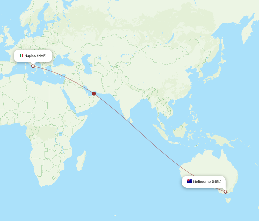 NAP-MEL flight routes