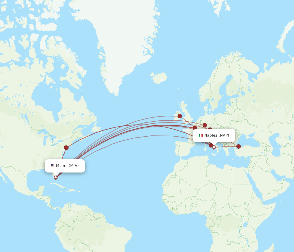 NAP to MIA flights and routes map