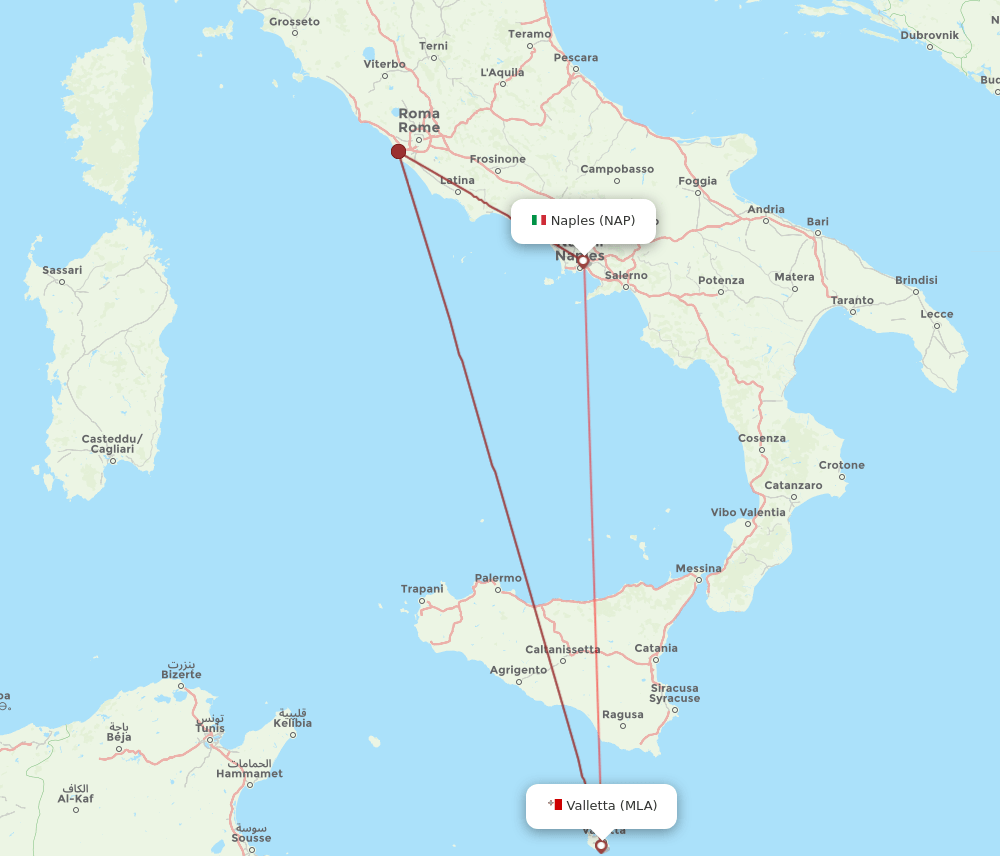 NAP-MLA flight routes