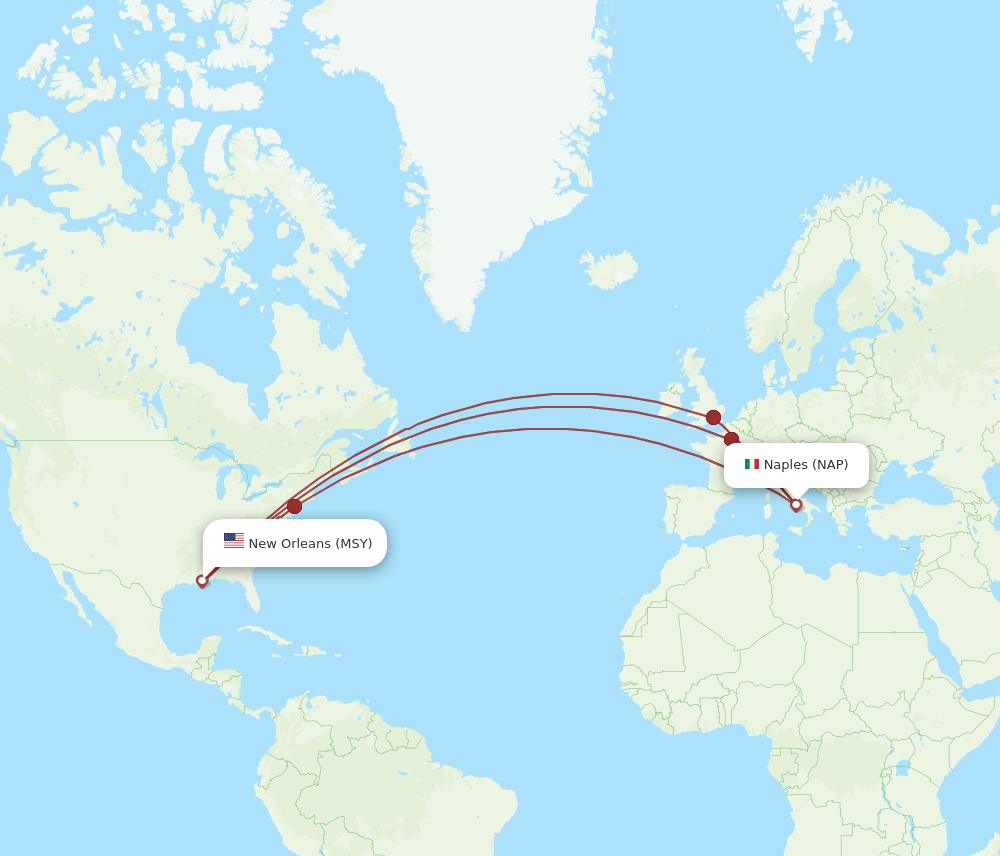NAP-MSY flight routes