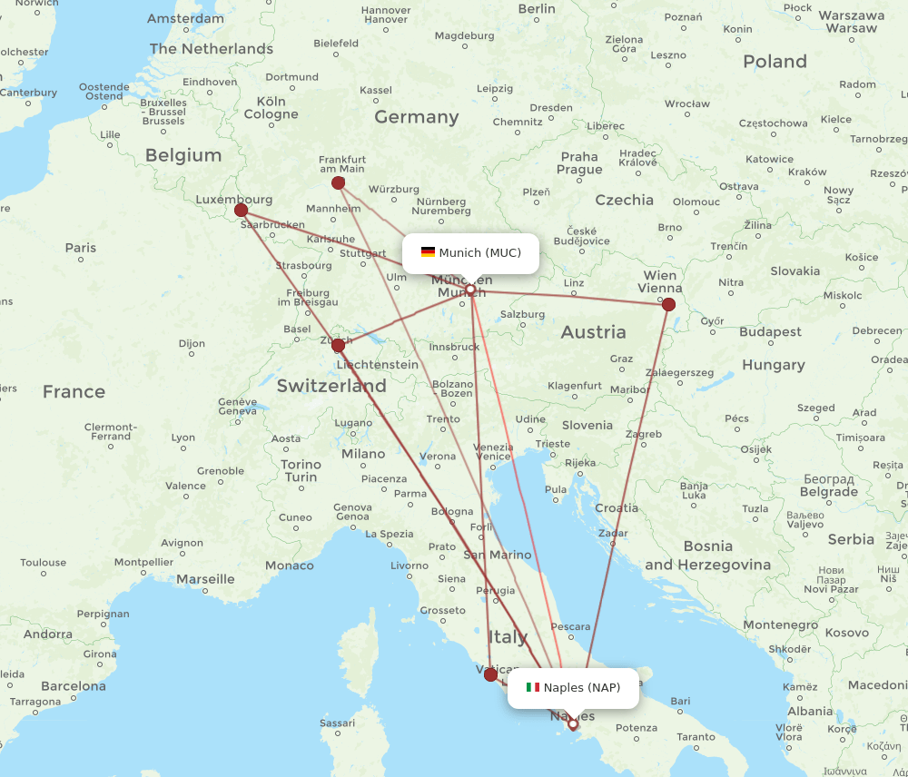 NAP-MUC flight routes