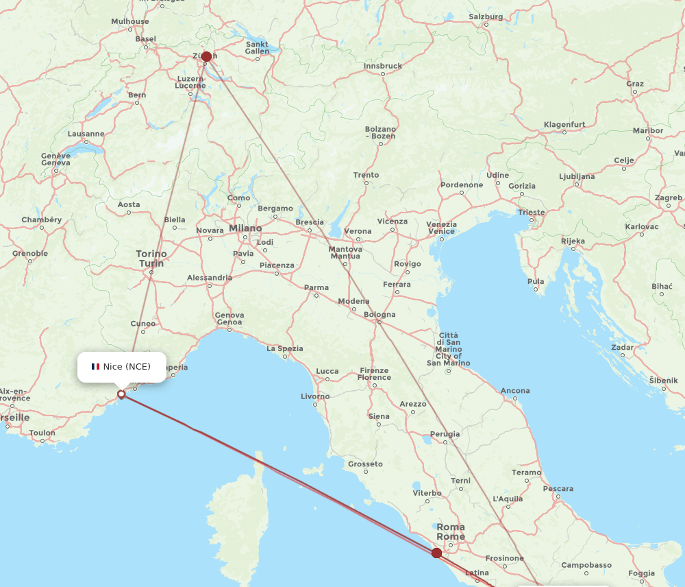 NAP to NCE flights and routes map