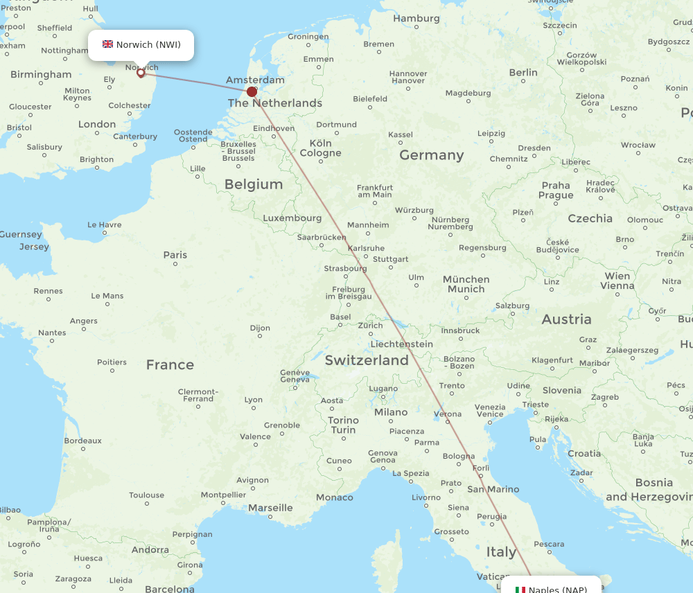 NAP-NWI flight routes