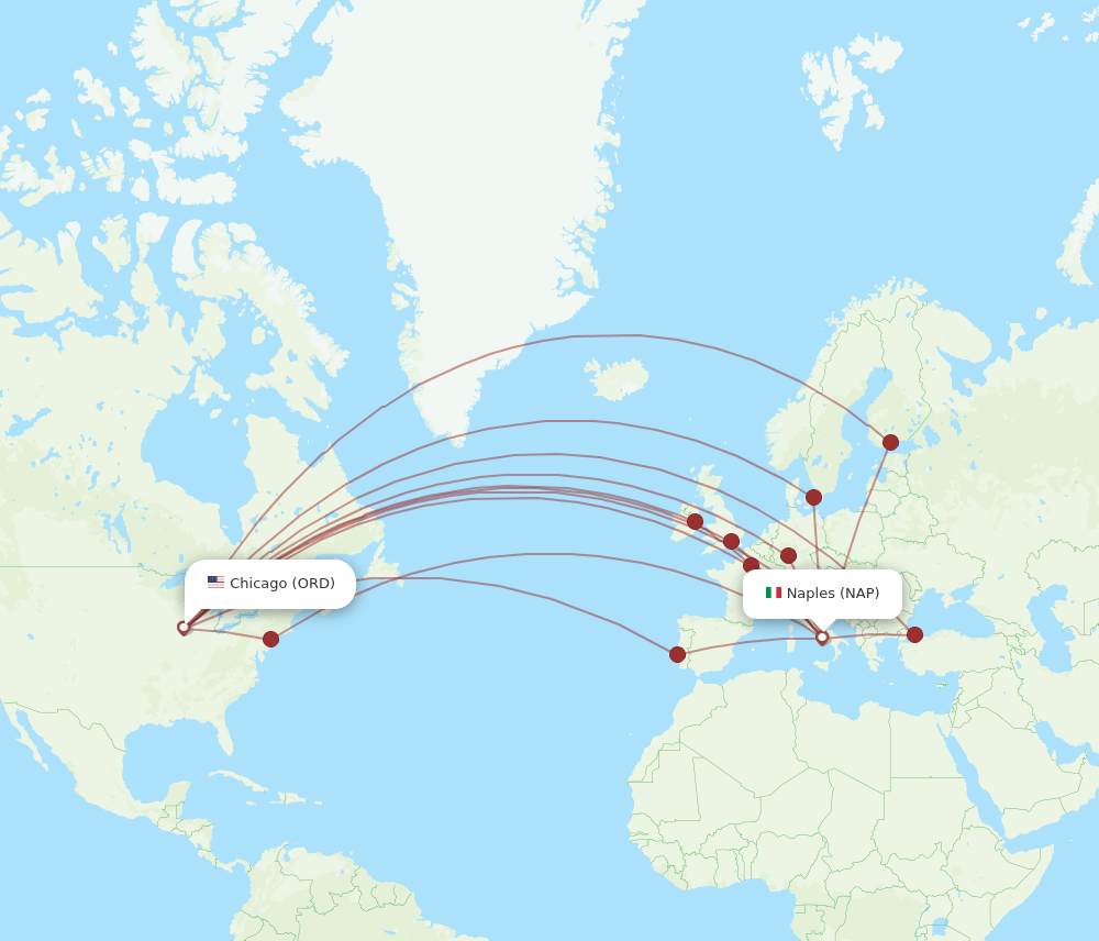 NAP to ORD flights and routes map