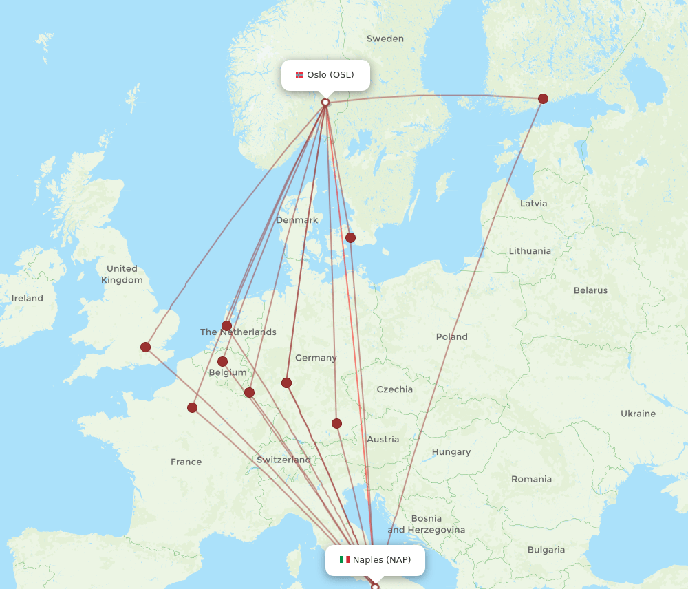 NAP-OSL flight routes