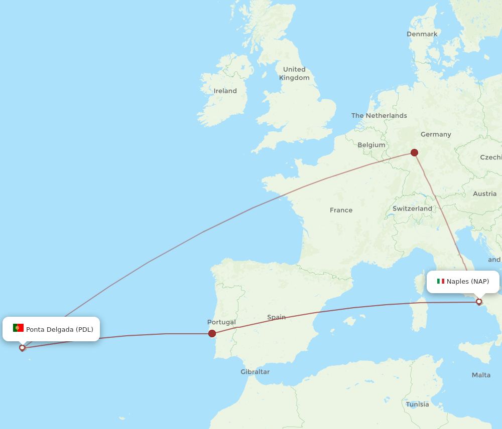 NAP to PDL flights and routes map