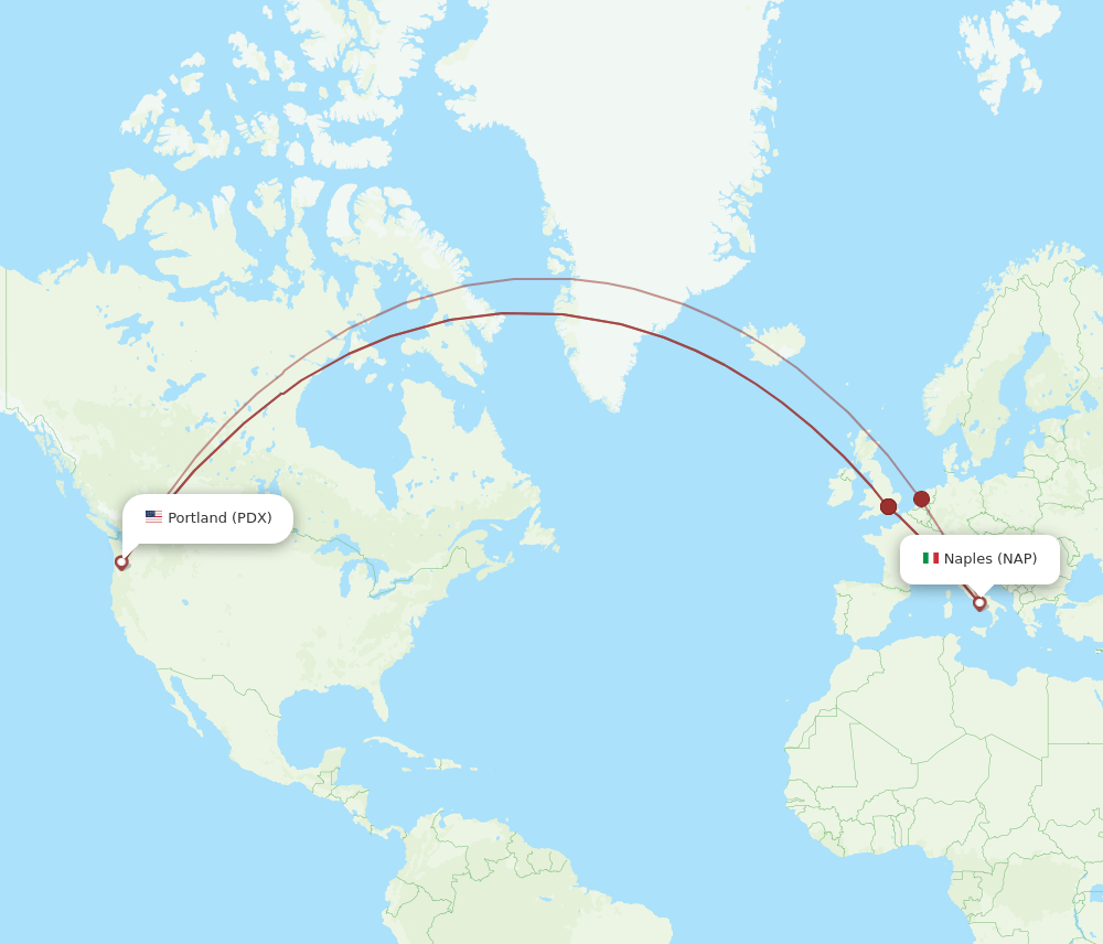 NAP-PDX flight routes