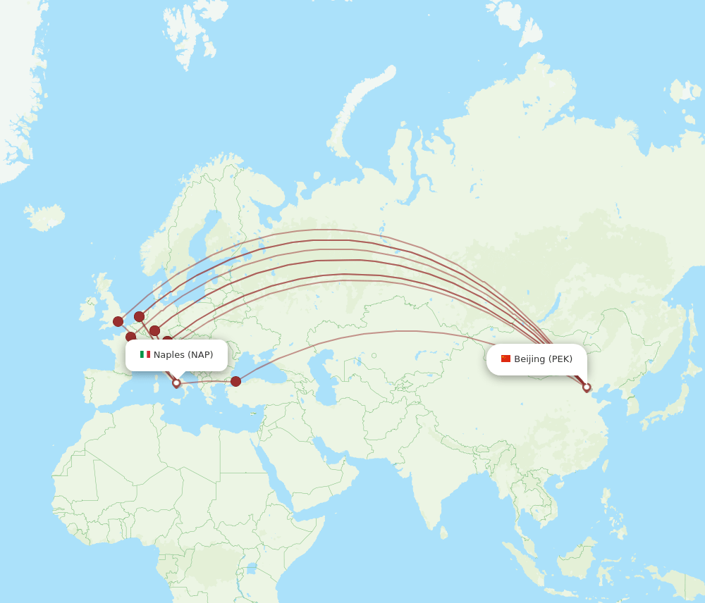 NAP-PEK flight routes