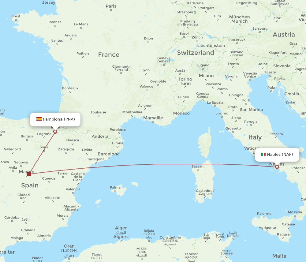 NAP-PNA flight routes