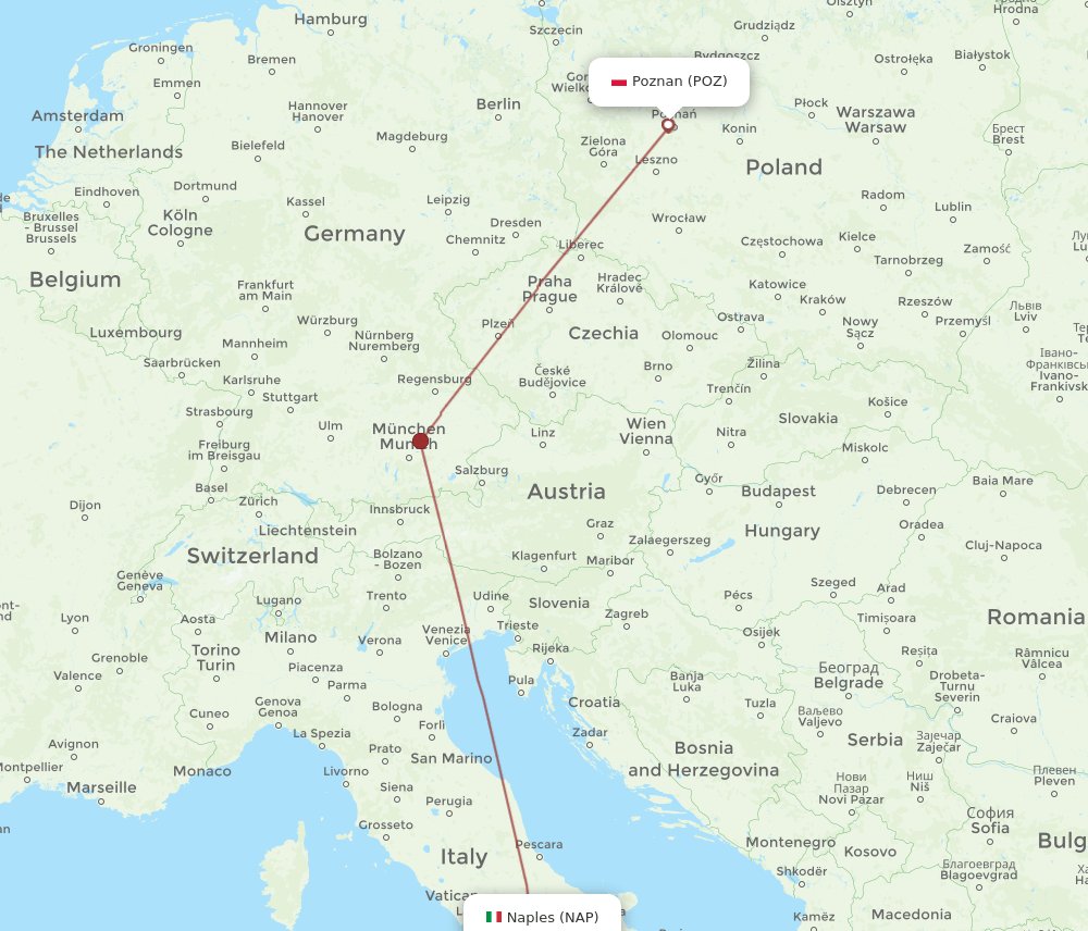 NAP-POZ flight routes