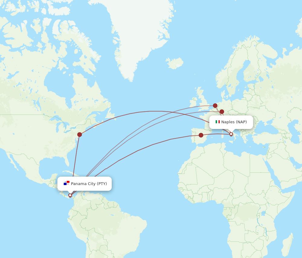 NAP-PTY flight routes