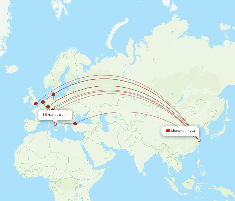 NAP-PVG flight routes