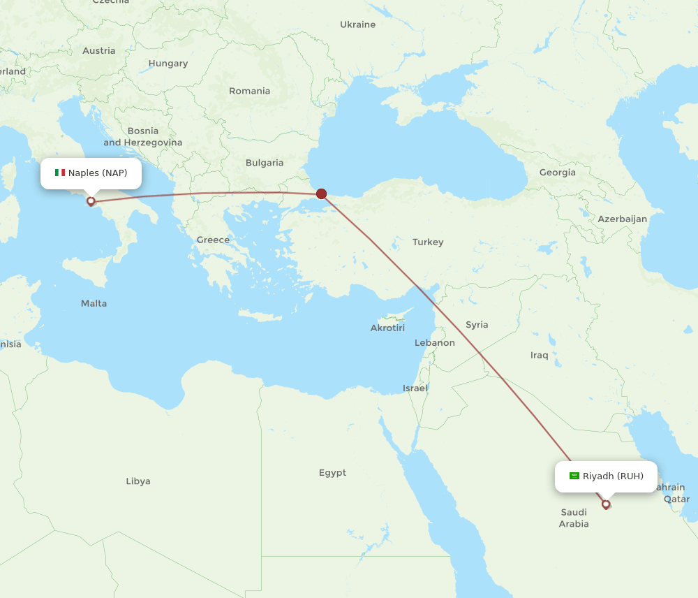 NAP-RUH flight routes