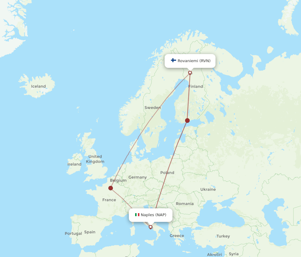 NAP-RVN flight routes